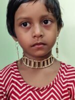 Handcrafted Choker necklace set with maroon thread and matching earrings