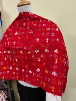 Cotton Kantha Stitch All-Over Blouse Material Red - Image 4