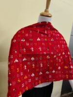 Cotton Kantha Stitch All-Over Blouse Material Red - Image 3