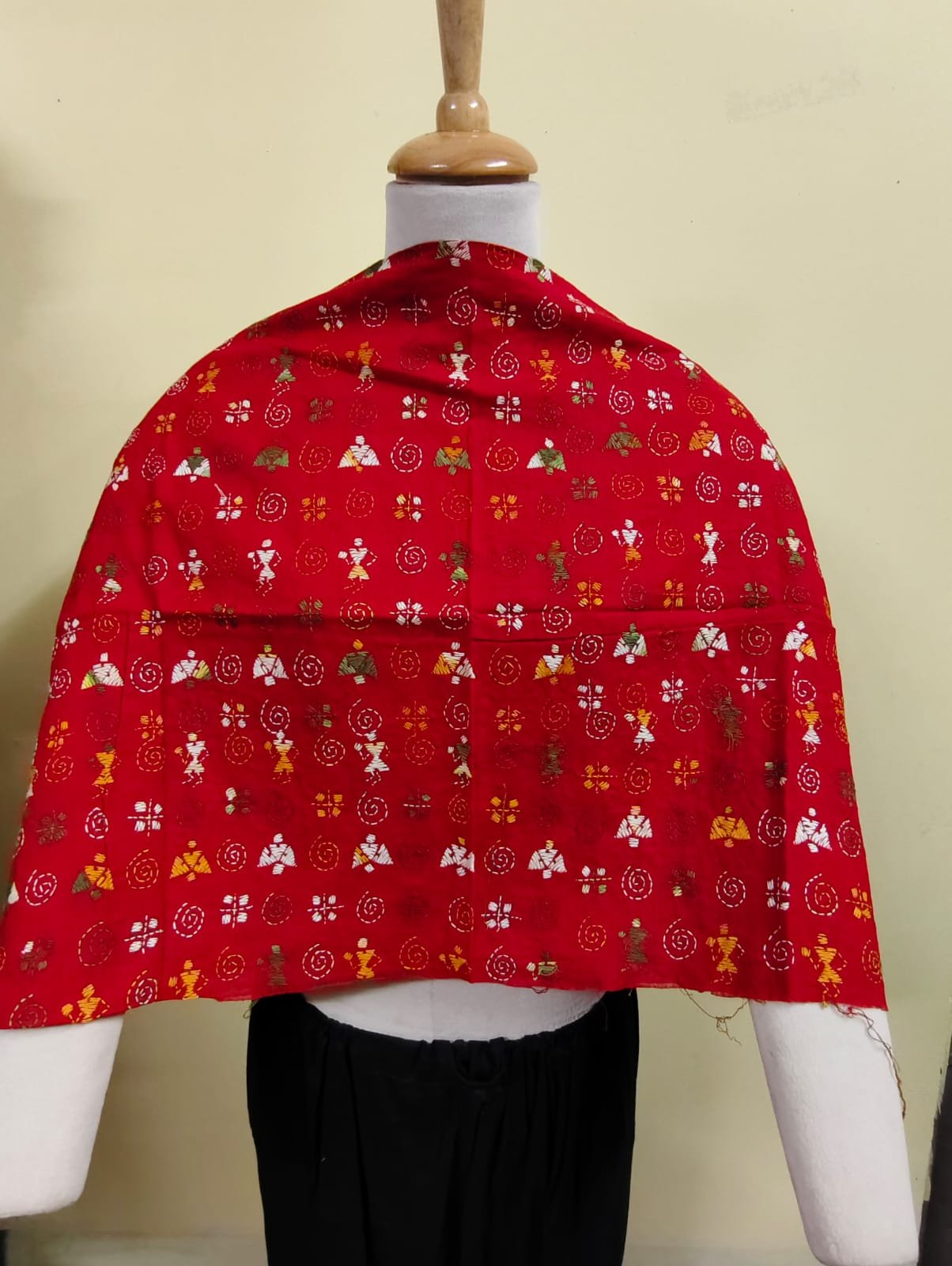 WhatsApp Image 2025-09-01 at 20.30.06_9621f7e0 Cotton Kantha Stitch All-Over Blouse Material Red - Image 1