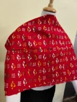 Cotton Kantha Stitch All-Over Blouse Material - Multicolor Sprigs Red - Image 3