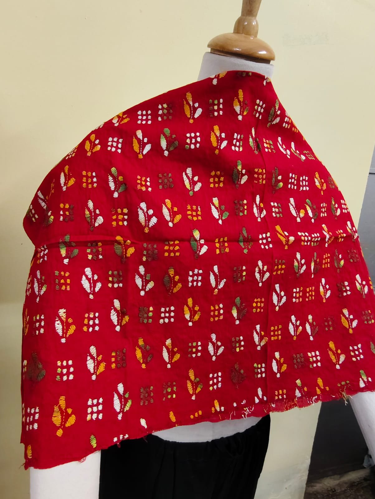 WhatsApp Image 2025-09-01 at 20.33.21_5a182f46 Cotton Kantha Stitch All-Over Blouse Material - Multicolor Sprigs Red - Image 3