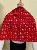 Cotton Kantha Stitch All-Over Blouse Material - Multicolor Sprigs Red - Image 2