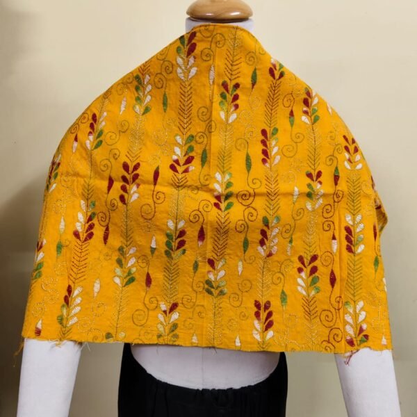 Cotton Kantha Stitch All-Over Blouse Material – Mustard Vines & Sprigs
