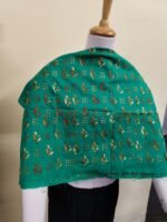 Cotton Kantha Stitch All-Over Blouse Material – Green Sprigs & Dots - Image 2