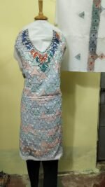 Cotton Kantha Stitch Dress Material – Ivory Pastel Mosaic 3-Piece Set - Image 2