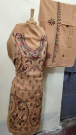 Cotton Kantha Stitch Salwar Suit – Sand Beige Paisley & Leaf (3-Piece Set) - Image 2