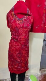 Cotton Kantha Stitch Dress Material – Red Suit Piece (3-Set) - Image 5