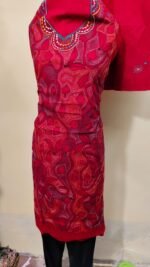 Cotton Kantha Stitch Dress Material – Red Suit Piece (3-Set) - Image 6