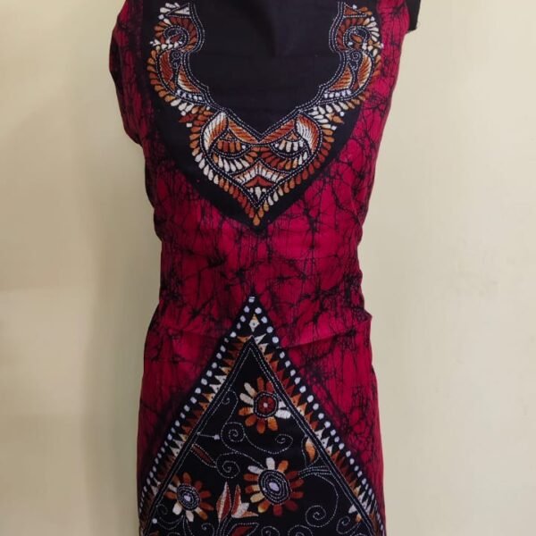 Pure Cotton Kantha Stitch Batik Salwar Suit 3Piece (Rany pink)