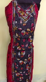 Rany pink Pure Cotton Kantha Stitch Batik Salwar Suit 3Piece