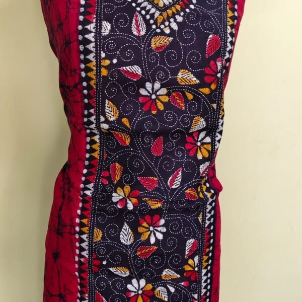 Rany pink Pure Cotton Kantha Stitch Batik Salwar Suit 3Piece