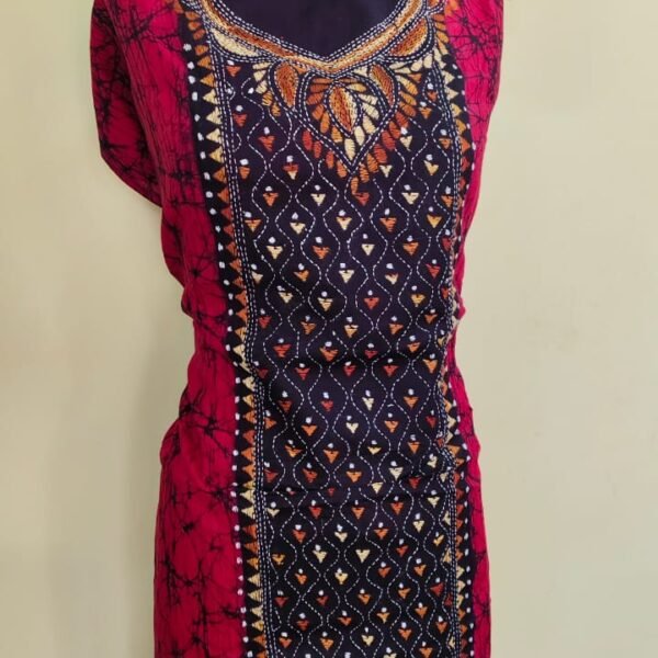 Rany pink Pure Cotton Kantha Batik Salwar Suit 3Piece