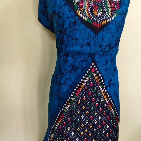 Deep Blue Pure Cotton Kantha Batik Salwar Suit 3Piece