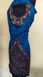 Deep Blue Pure Cotton Kantha Batik Salwar Suit 3Piece - Image 5