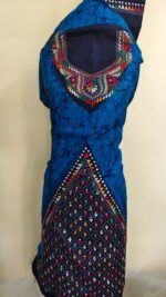 Deep Blue Pure Cotton Kantha Batik Salwar Suit 3Piece - Image 4