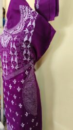 Kantha Salwar Suit Material – Deep Purple with White Embroidery - Image 6