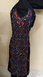Kantha Stitch Salwar Suit Material – Black with Multicolor Diamond Embroidery - Image 6