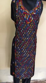 Kantha Stitch Salwar Suit Material – Black with Multicolor Diamond Embroidery - Image 5