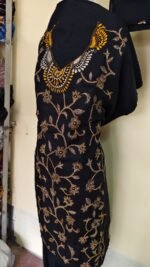 Kantha Stitch Salwar Suit Material – Black & Creeper Embroidery - Image 2