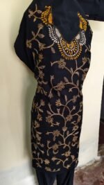 Kantha Stitch Salwar Suit Material – Black & Creeper Embroidery - Image 5