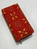 Red Kantha Cotton Zip Wallet – Double Zipper Compartmentsd - Image 3