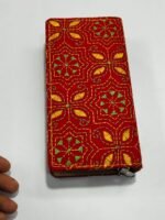 Red Kantha Cotton Zip Wallet – Double Zipper Compartmentsd
