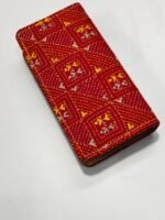 Red Kantha Cotton Zip Wallet – Double Zipper Compartments - Image 2