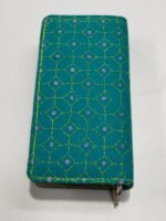 Kantha Cotton Zip Wallet – Double Zipper Compartments Green