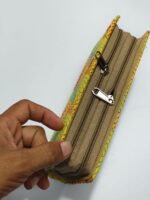 Yellow Kantha Cotton Zip Wallet – Double Zipper Compartments - Image 3