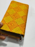 Kantha Cotton Zip Wallet – Double Zipper Compartments Yellow - Image 7