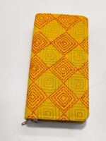 Kantha Cotton Zip Wallet – Double Zipper Compartments Yellow
