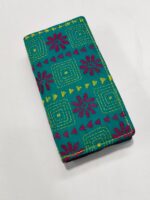 Sea Green Kantha Cotton Zip Wallet – Double Zipper Compartments - Image 3