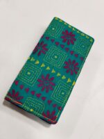 Sea Green Kantha Cotton Zip Wallet – Double Zipper Compartments - Image 2