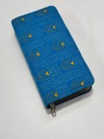 blue Kantha Cotton Zip Wallet – Double Zipper Compartmentsy - Image 3
