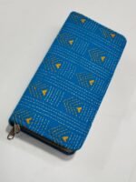 blue Kantha Cotton Zip Wallet – Double Zipper Compartmentsy - Image 2