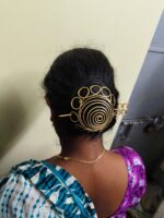 Brass Spiral Hair Bun Cage with Stick Pin – Gold Tone - Image 4