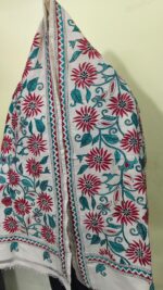 D Tussar Silk Kantha Stitch Stole – Off-White Multicolor - Image 2
