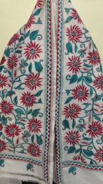 D Tussar Silk Kantha Stitch Stole – Off-White Multicolor - Image 3