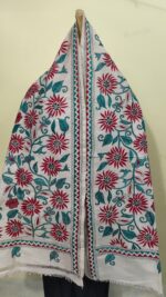 D Tussar Silk Kantha Stitch Stole – Off-White Multicolor - Image 5