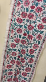 D Tussar Silk Kantha Stitch Stole – Off-White Multicolor - Image 7