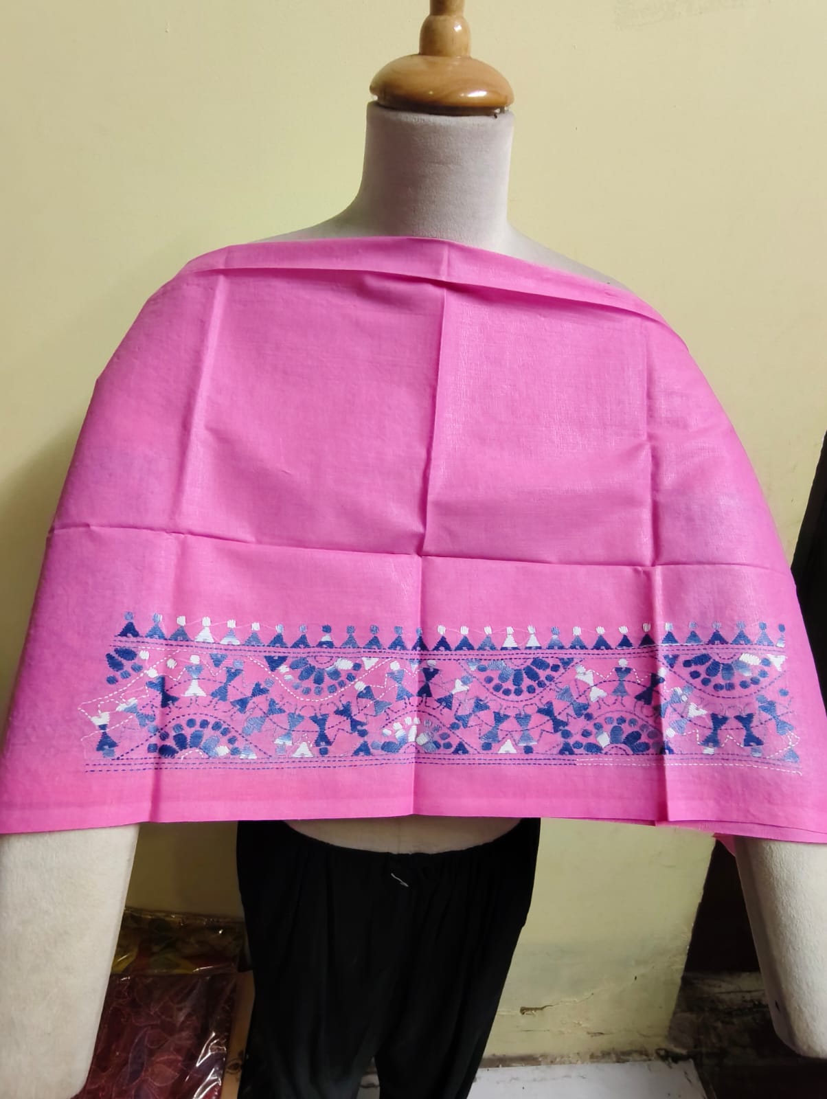 WhatsApp Image 2026-07-19 at 9.20.10 PM (1) Cotton Katha stitch blouse Materials Pink colour - Image 1