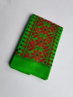 Green Cotton Kantha Stitch Blouse Piece - Image 2
