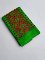 Green Cotton Kantha Stitch Blouse Piece - Image 3