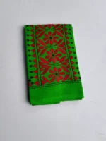 Green Cotton Kantha Stitch Blouse Piece - Image 4