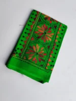 Green Cotton Kantha Stitch Blouse Piece - Image 3