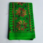 Green Cotton Kantha Stitch Blouse Piece