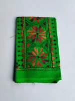 Green Cotton Kantha Stitch Blouse Piece