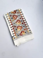 White Cotton Kantha Stitch Blouse Piece - Image 3