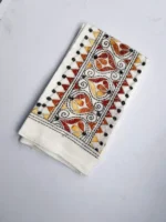 White Cotton Kantha Stitch Blouse Piece - Image 2